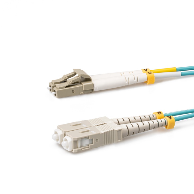 om3 mm lc upc to sc upc 1m duplex fiber optic patch cord
