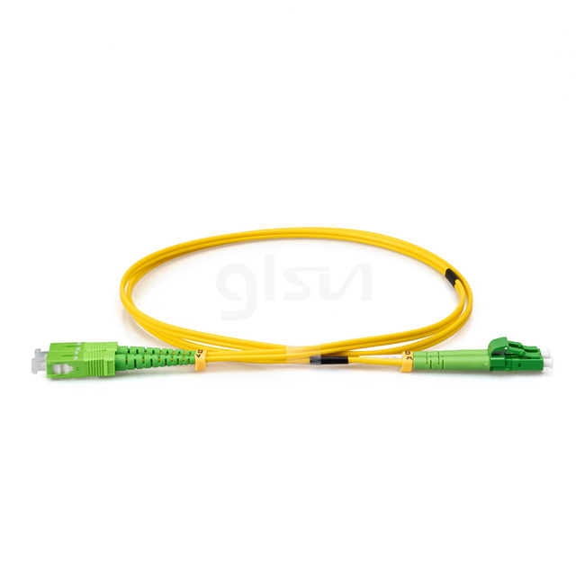 1m Fiber Optic Patch Cable LC APC to SC APC OS2 Duplex Single Mode PVC 2.0mm