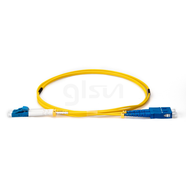 1.5m Fiber Optic Patch Cable LC UPC to SC UPC OS2 Duplex Single Mode PVC 2.0mm